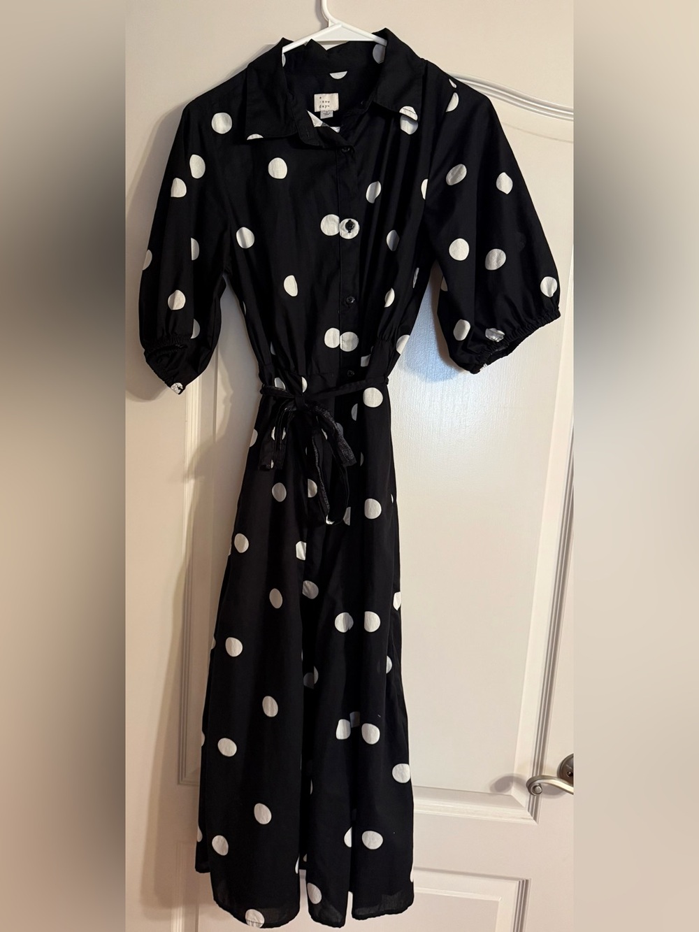 A New Day Black Polka Dot Shirt Dress